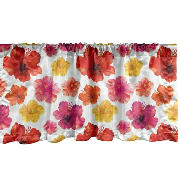 Ambesonne Flower Valance Pack of 2, Tropical Jungle in Bloom, 42"X12", Multicolor