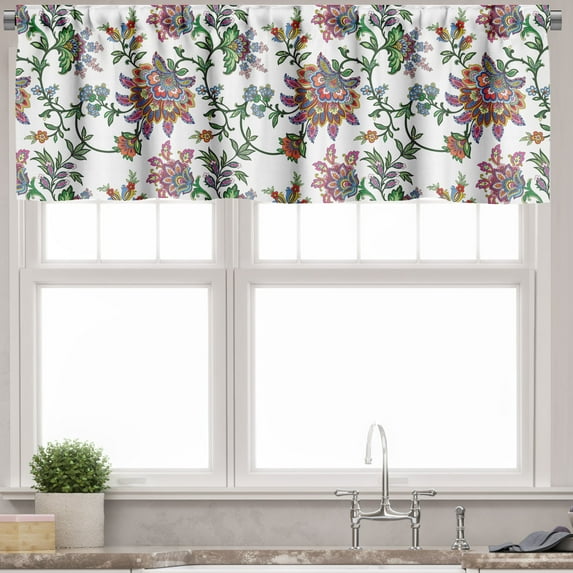 Ambesonne Flower Valance Pack of 2, Vintage Floral Ornaments, 54"X12", Multicolor