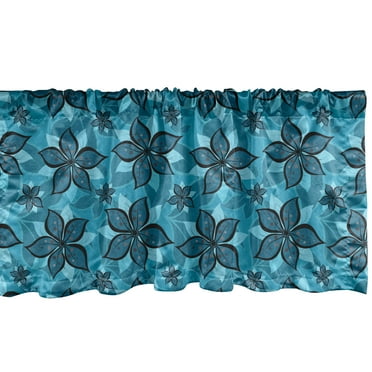 Ambesonne Flower Window Valance, Abstract Summer Design, 54" X 18", Petrol Blue and Aqua