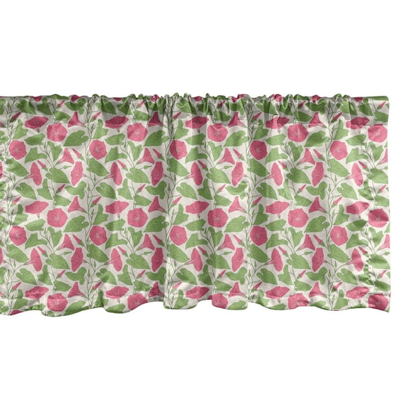 Ambesonne Flower Window Valance, Bindweeds and Leaves Damask Vintage Romantic Print, Curtain Valance for Kitchen Bedroom Decor with Rod Pocket, 54" X 18", Pink Pale Pink