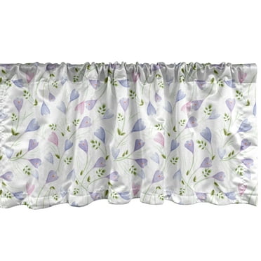 Ambesonne Flower Window Valance, Delicate Pastel Floral Motif, 54" X 18", Lavender Green