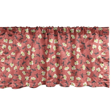 Ambesonne Flower Window Valance, Floral Spring Theme, 54" X 18", Coral Cream
