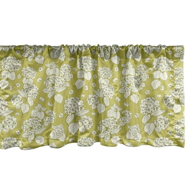 Ambesonne Flower Window Valance, Floral Vintage Hydrangea, 54" X 18", Khaki Ivory