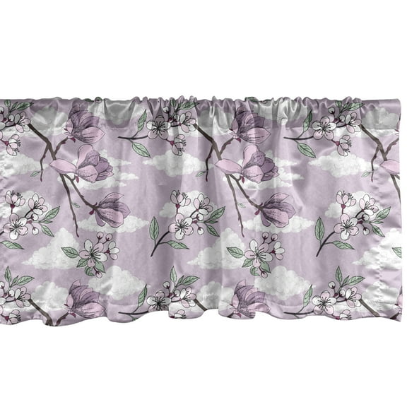 Ambesonne Flower Window Valance, Flowers on Branches Clouds, 54" X 18", Multicolor