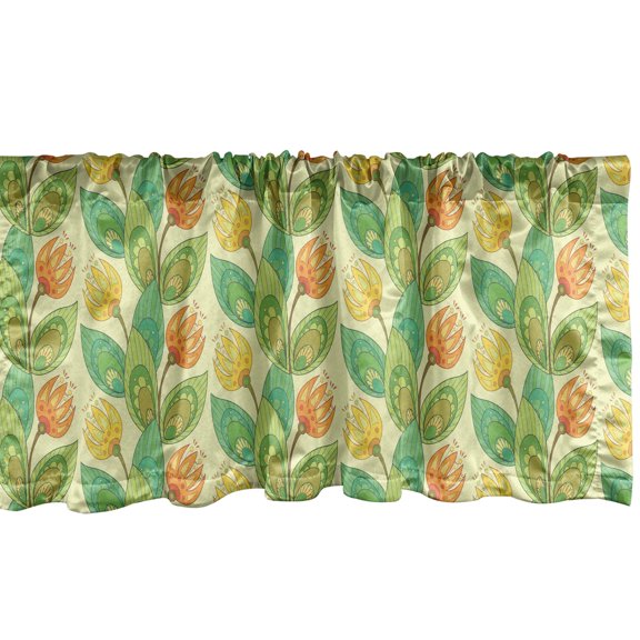 Ambesonne Flower Window Valance, Hand Drawn Branches, 54" X 12", Multicolor