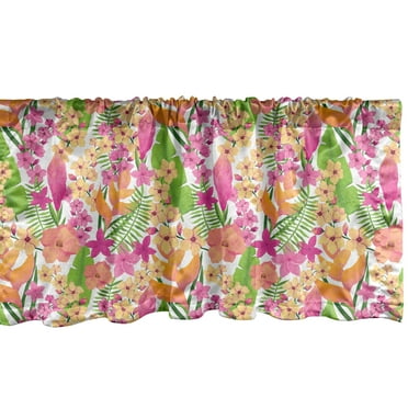 Ambesonne Flower Window Valance, Hawaiian Jungle Flora, 54" X 18", Multicolor