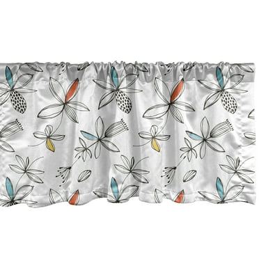 Ambesonne Flower Window Valance, Modern Minimal Botany Art, 54" X 18", Off White Multicolor