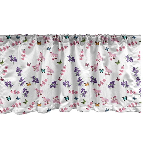 Ambesonne Flower Window Valance, Ornamental Feminine Corsage, 54" X 18", Multicolor