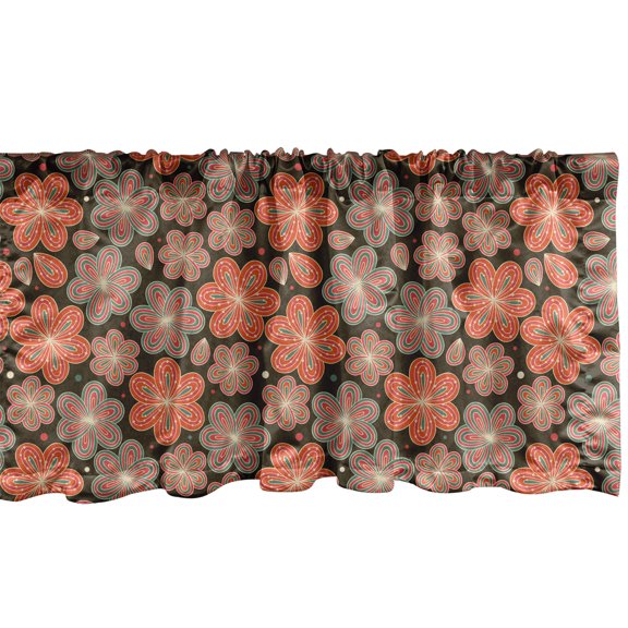 Ambesonne Flower Window Valance, Ornate Spring Blooms, 54" X 18", Multicolor