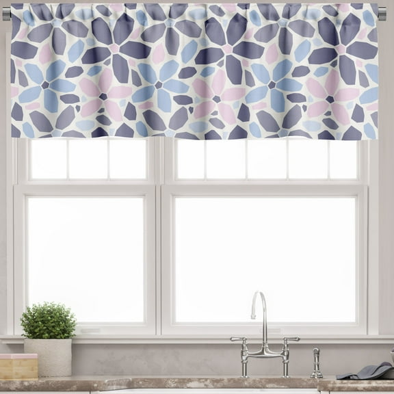 Ambesonne Flower Window Valance, Polygonal Pastel Tone Petals, 54" X 12", Multicolor