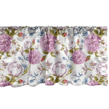 Ambesonne Flower Window Valance, Retro Nature in Pastel Tones, 54" X 18", Multicolor