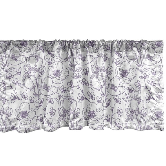 Ambesonne Flower Window Valance, Spring Blossomed Flower Buds, 42" x 12", Eggplant White