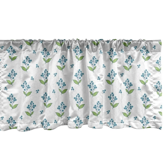 Ambesonne Flower Window Valance, Summer Cartoon Pattern of Spring Botanical Petals Blossom, Curtain Valance for Kitchen Bedroom Decor with Rod Pocket, 54" X 18", Apple Green Turquoise