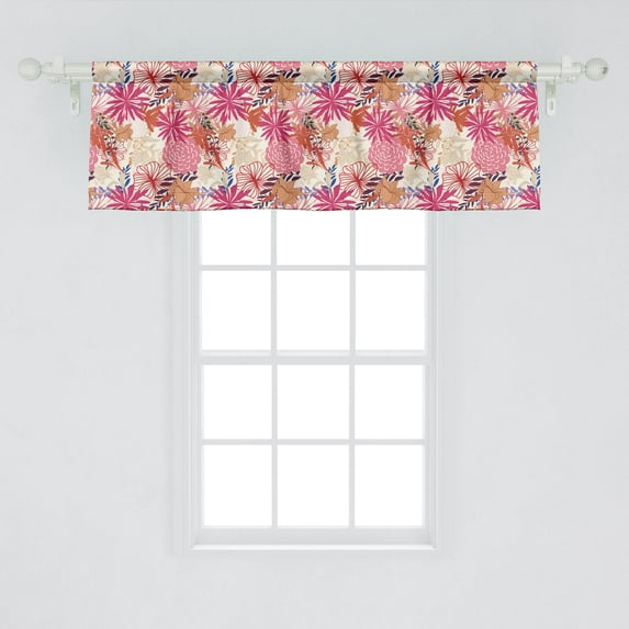 Ambesonne Flower Window Valance, Vibrant Colored Floral Arrangement Summer Flowers Inspirations Flourishing Nature, Curtain Valance for Kitchen Bedroom Decor with Rod Pocket, 54" X 18", Multicolor