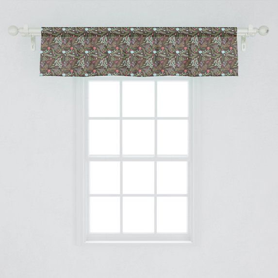 Ambesonne Flower Window Valance, Vintage Style Arrangement Blossoming Nature Composition Ornamental Antique Branches, Curtain Valance for Kitchen Bedroom Decor with Rod Pocket, 54" X 12", Multicolor