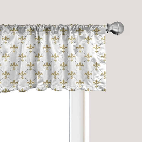 Ambesonne Flower Window Valance, Vintage Style Lilies, 54" X 12", Yellow and White