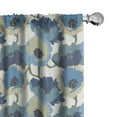 thumbnail image 1 of Ambesonne Flowers Window Curtains, Blossoming Graphic Pattern, Each 28" W x 95" L, Slate Blue Beige, 1 of 3