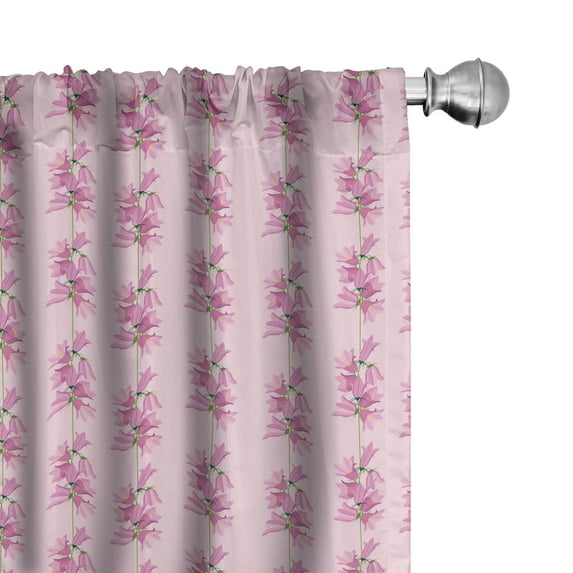 Ambesonne Flowers 4-Panel Curtains, Pink and Purple Bluebells, 56"x95", Pale Pink Pale Purple