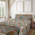 thumbnail image 1 of Ambesonne Flowers Boho Fitted & Flat Sheet with Sham 3 Pcs Set, Abstract Calla Lilies, Twin XL, Cadet Blue Fuchsia Orange, 1 of 5