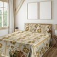 thumbnail image 1 of Ambesonne Flowers Boho Fitted & Flat Sheet with Shams 4 Pcs Set, Oriental Floral Design, King, Pale Tan Dark Yellow, 1 of 5