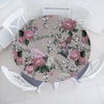 thumbnail image 1 of Ambesonne Flowers Boho Fitted Round Tablecloth, Romantic Rose Lilac, 40"- 44" Diameter, Hunter Green Dried Rose, 1 of 5
