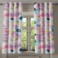 thumbnail image 1 of Ambesonne Flowers Boho Grommet Curtain, Meadow Hibiscus Art, 50"x60", Pale Pink Pale Azure Blue, 1 of 1