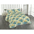 thumbnail image 1 of Ambesonne Flowers Boho Quilted Bedspread Set 3 Pcs, Aquarelle Floral Print, Twin, Sea Green Mustard Violet, 1 of 4