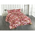 thumbnail image 1 of Ambesonne Flowers Boho Quilted Bedspread Set 3 Pcs, Buds and Stems Trippy, Queen, Pastel Pink Fern Green, 1 of 1