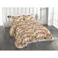 thumbnail image 1 of Ambesonne Flowers Boho Quilted Coverlet 2 Pcs, Watercolor Rose Art, Twin Size, Jade Green Pale Pink, 1 of 4