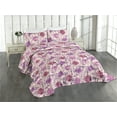 thumbnail image 1 of Ambesonne Flowers Boho Quilted Coverlet 3 Pcs, Wild Meadow Blossoms, Queen Size, Soft Pink and Dark Purple, 1 of 4