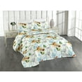 thumbnail image 1 of Ambesonne Flowers Colorful Quilted Bedspread Set 3 Pcs, Nature Feel Spring, Queen, Green Pale Blue and Orange, 1 of 4
