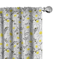 Ambesonne Flowers Curtains, Daisy Leaf Spring Time, Pair of 28"x95", Yellow White