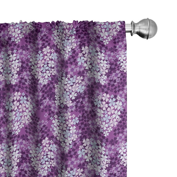 Ambesonne Flowers Curtains, Hydrangea Lilacs Field, Pair of 28"x95", Pale Blue Purple White