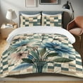 thumbnail image 1 of Ambesonne Flowers Duvet Cover Set, Faded Effect Blooms Print, Calking, Eggshell Soft Blue, 1 of 4