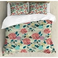 thumbnail image 1 of Ambesonne Flowers Duvet Cover Set, Floral Colorful Grown Roses, 2-Calking, Pale Taupe Pale Rust, 1 of 7