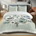 thumbnail image 1 of Ambesonne Flowers Duvet Cover Set, Modern Boho Lattice Floral, Calking, Pale Green Ivory Purple, 1 of 4