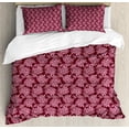 thumbnail image 1 of Ambesonne Flowers Duvet Cover Sets, Abstract RetroFlora Petals, 2-Queen, Dark Magenta Pale Pink, 1 of 7