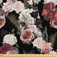 thumbnail image 1 of Ambesonne Flowers Fabric by the Yard Upholstery, Blossoming Roses Romantic, 3 Yards, Black Multicolor, 1 of 1