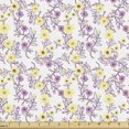 thumbnail image 1 of Ambesonne Flowers Fabric by the Yard Upholstery, Bicolour Floral Summer Art, 10 Yards, Pale Yellow and Lilac, 1 of 5