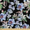 thumbnail image 1 of Ambesonne Flowers Fabric by the Yard Upholstery, Hyacinth Branches Bloom, 2 Yards, Charcoal Grey and Ceil Blue, 1 of 5