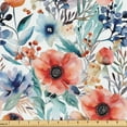 thumbnail image 1 of Ambesonne Flowers Fabric by the Yard Upholstery, Spring Blooming Floral Art, 1 Yard, Dark Coral Ceil Blue, 1 of 5