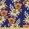 thumbnail image 1 of Ambesonne Flowers Fabric by the Yard Upholstery, Vintage Classic Branches, 10 Yards, Dark Orange Cream and Indigo, 1 of 5