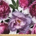 thumbnail image 1 of Ambesonne Flowers Fabric by the Yard Upholstery, Watercolor Spring Peony, 3 Yards, Lilac Pink and Raspberry, 1 of 5