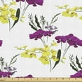 thumbnail image 1 of Ambesonne Flowers Fabric by the Yard Upholstery, Yellow and Purple Orchids, 3 Yards, Multicolor, 1 of 5