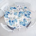thumbnail image 1 of Ambesonne Flowers Fitted Round Tablecloth, Aqua Tones Wild Peony Rose, 40"- 44" Diameter, Azure Blue and Pale Seafoam, 1 of 5