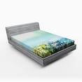 thumbnail image 1 of Ambesonne Flowers Fitted Sheet, Aqua Painting Effect, Full Size, Pale Blue, 1 of 2