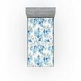 thumbnail image 1 of Ambesonne Flowers Fitted Sheet, Aqua Tones Wild Peony Rose, Twin Size, Azure Blue and Pale Seafoam, 1 of 5