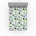thumbnail image 1 of Ambesonne Flowers Fitted Sheet, Bloom of Wild Florets Print, Full Size, Olive Green Blue and Lavender, 1 of 5