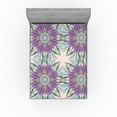 thumbnail image 1 of Ambesonne Flowers Fitted Sheet, Fractal Look Floral Print, Queen Size, Violet Green Blue, 1 of 5