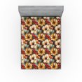 thumbnail image 1 of Ambesonne Flowers Fitted Sheet, Retro poppy Branches Print, Queen Size, Amber Seafoam and Brown, 1 of 5